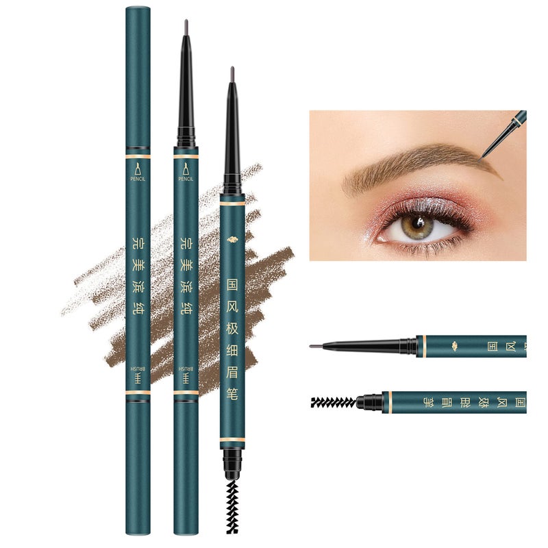 BECHY Thin Eyebrow Pencil,3 Pcs Waterproof brown eyebrow pencil with Spoolie Brush, Longwearing for Perfect Brows, Professional, Precision, Defines,Mechanical Pencil,Eye Brow Pencils for Women Brown BECHY - Image 1