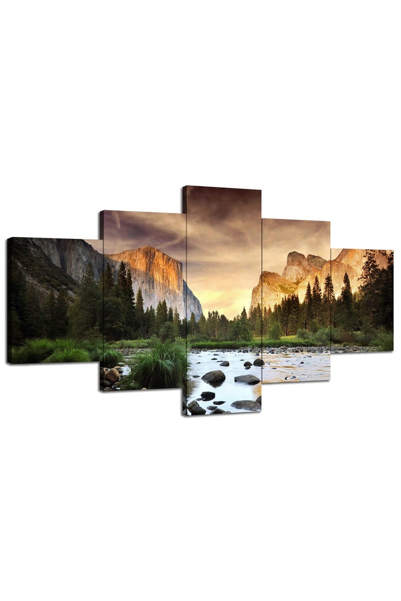 Artbrush Tower Yosemite Wall Art Mountains Landscape Wall Decor Picture California Canvas Print Yosemite National Park Poster USA Country Painting Frame Home Decoration Ready to Hang(60''Wx32''H) - Image 1
