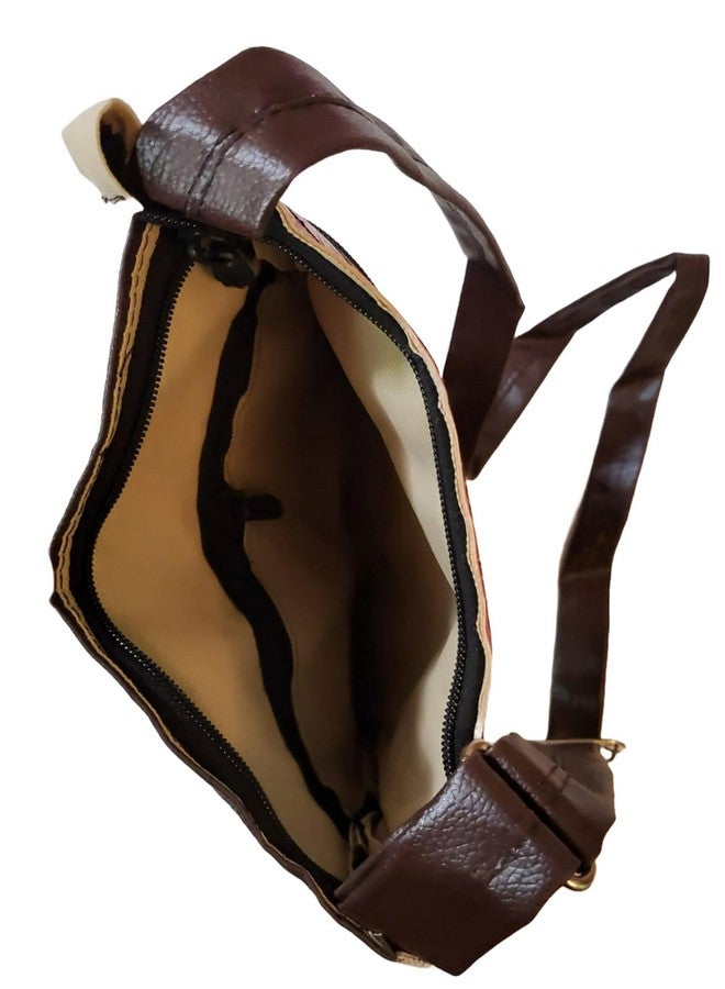 CLASSIQUE Shantiniketan Leather+Rexine Crossbody Sling Bag (Brown) - Image 4