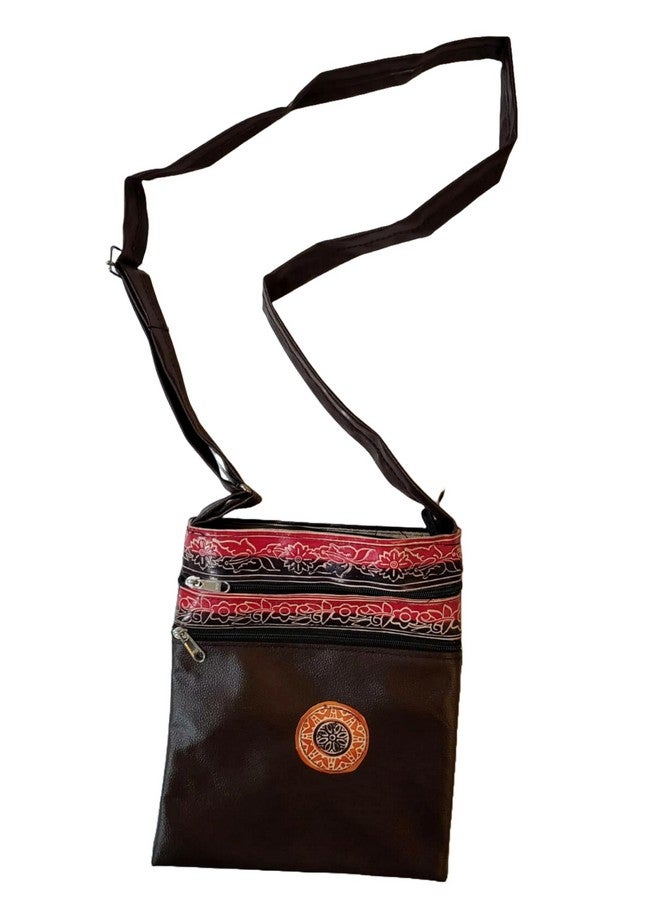 CLASSIQUE Shantiniketan Leather+Rexine Crossbody Sling Bag (Brown) - Image 2