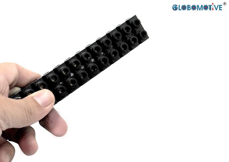 GLOBOMOTIVE GLOBOMOTIVE Control Panel 15A 12 Way Bakelite Connector Strip Double Row Barrier Black Terminal Pack of 1  - Image 4