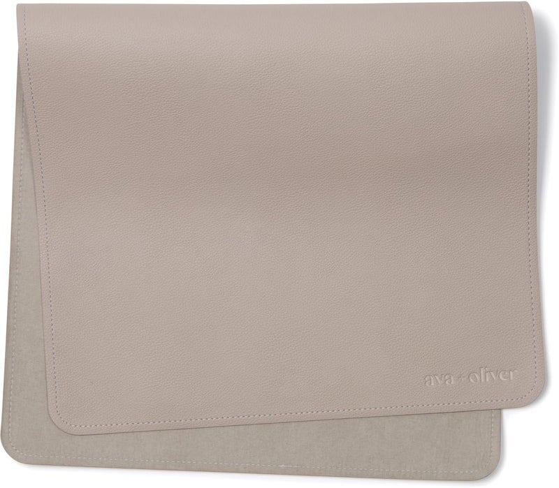AVA + OLIVER Vegan Leather Baby Changing Mat - Multipurpose Portable Wipeable Diaper Pad - Foldable for Travel (16 x 30 in) (Grey) - Image 1