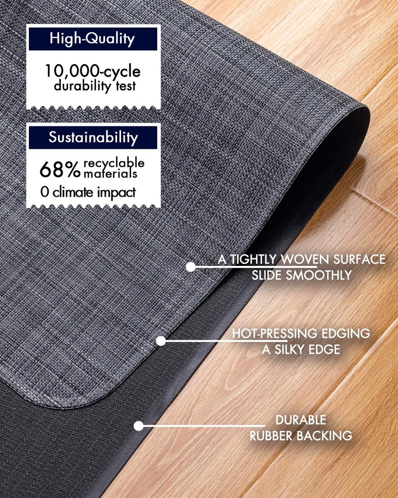 Baroyal Office Chair Mat for Hardwood Floor Under Desk Computer Rolling Chair Mat for Wood/Tile Floor Non-Slip Heavy Duty Desk Rug PVC Plastic Hard Floor Protector 36" x 48" (Cool Grey) - Image 4