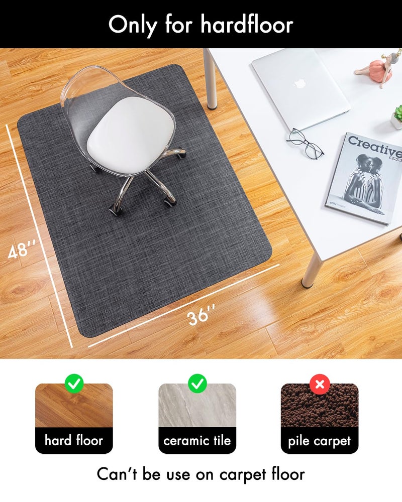 Baroyal Office Chair Mat for Hardwood Floor Under Desk Computer Rolling Chair Mat for Wood/Tile Floor Non-Slip Heavy Duty Desk Rug PVC Plastic Hard Floor Protector 36" x 48" (Cool Grey) - Image 3