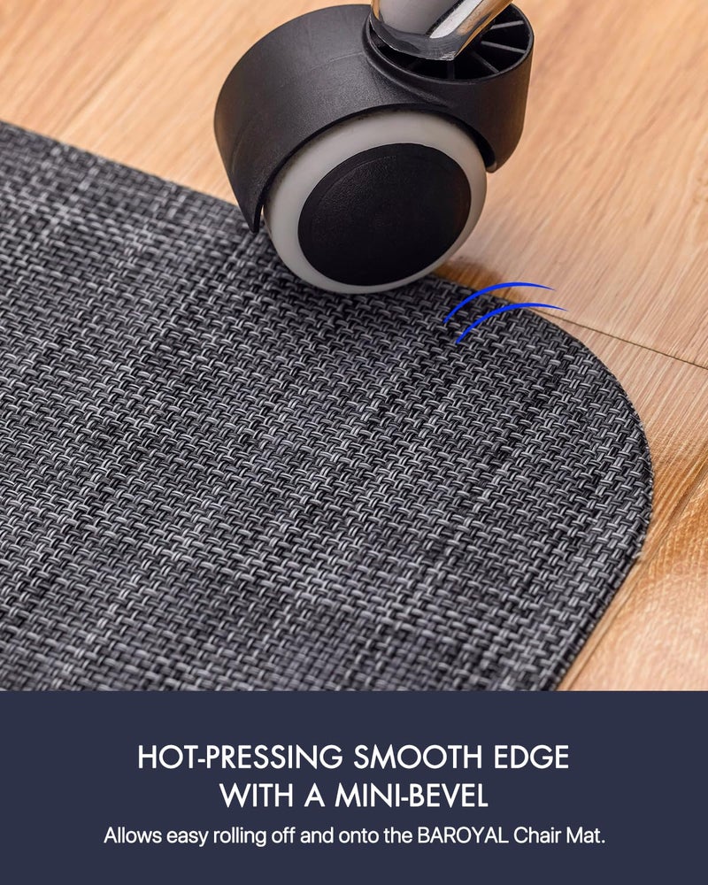 Baroyal Office Chair Mat for Hardwood Floor Under Desk Computer Rolling Chair Mat for Wood/Tile Floor Non-Slip Heavy Duty Desk Rug PVC Plastic Hard Floor Protector 36" x 48" (Cool Grey) - Image 5
