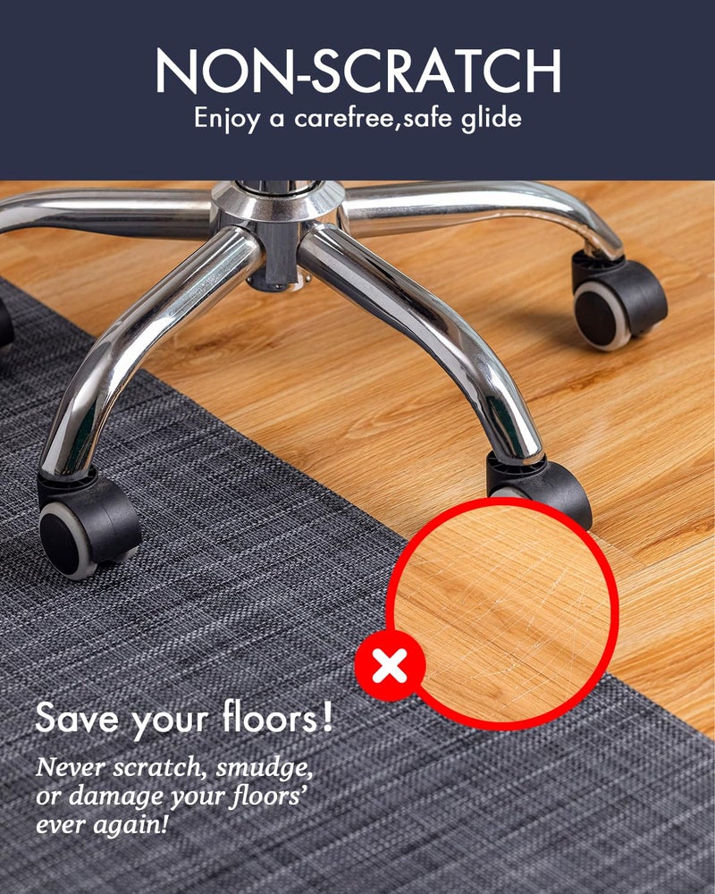 Baroyal Office Chair Mat for Hardwood Floor Under Desk Computer Rolling Chair Mat for Wood/Tile Floor Non-Slip Heavy Duty Desk Rug PVC Plastic Hard Floor Protector 36" x 48" (Cool Grey) - Image 2