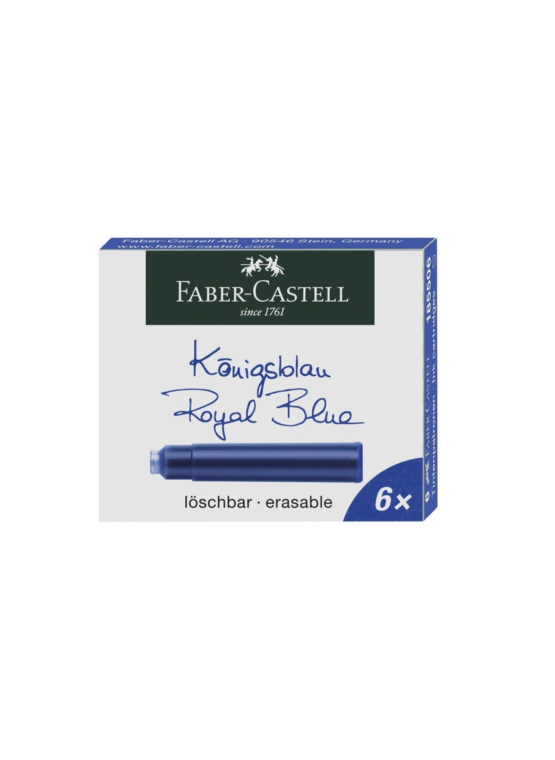 FABER-CASTELL Faber-Castell Ink Cartridge Packet Of 6X10Pc Blue, Standard, Blue Erasable,For Fountain Pens With A Standard Cartridge System Quality Ink Made In Germany, 185506  - Image 2