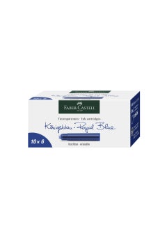 FABER-CASTELL Faber-Castell Ink Cartridge Packet Of 6X10Pc Blue, Standard, Blue Erasable,For Fountain Pens With A Standard Cartridge System Quality Ink Made In Germany, 185506  - Image 1