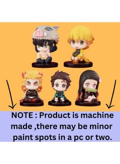 Blue Aura Blue Aura Demon Slayer Action Figures Set of 5 Height-5cm Tanjiro Nezuko Rengoku Inosuke & Zenitsu Multicolour PVC | Demon Mini  - Image 3