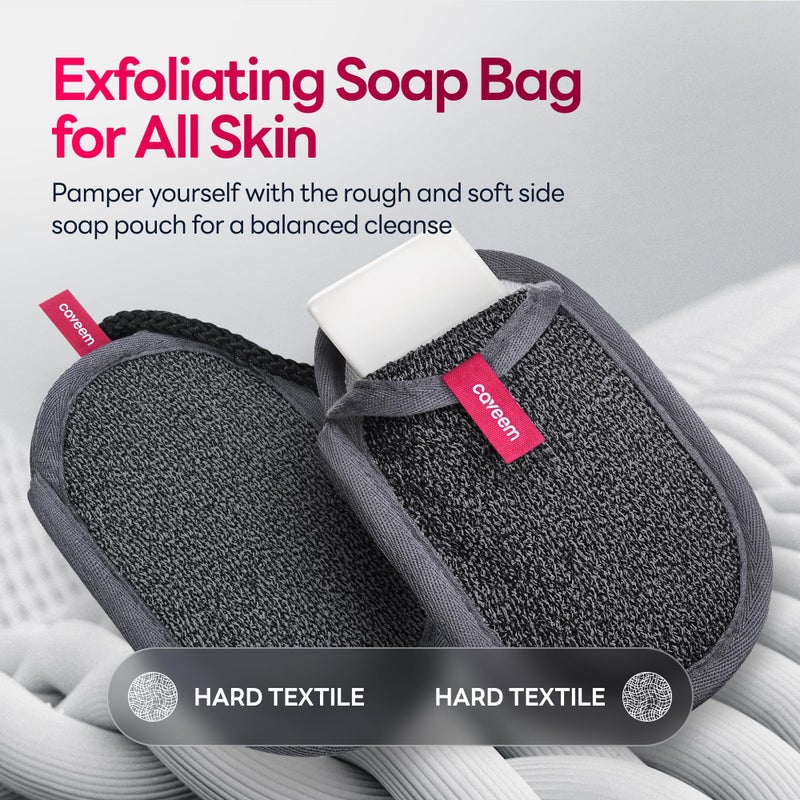 CAVEEM Soap Bag, Rough Exfoliation Soap Pouch for Bar Soap, Soap Mesh Pocket Bar Holder Washing and Drying Bags, Soap Sack Sponge Bag for Shower Bath (2 Pack) - Image 3