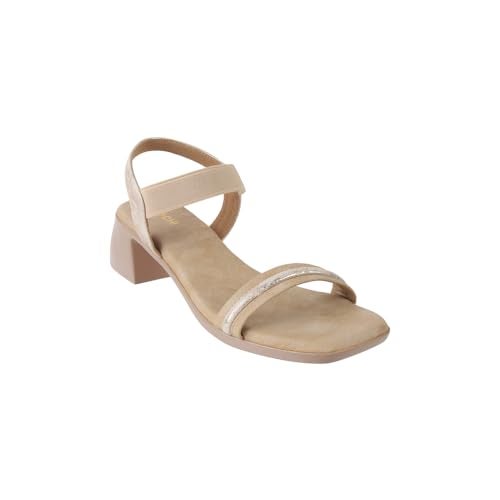 Mochi Women Beige Chic Casual Mid-Heel Sandals UK/4 EU/37 (33-844) - Image 3