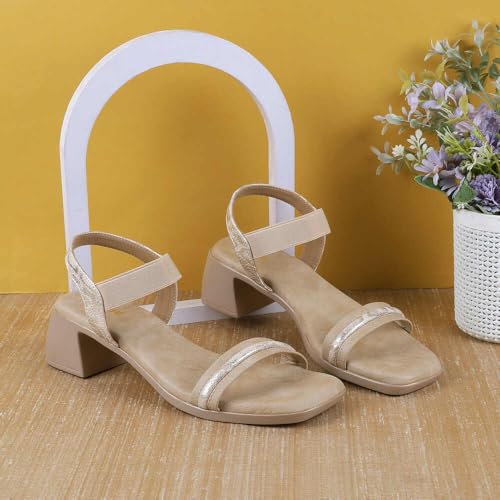 Mochi Women Beige Chic Casual Mid-Heel Sandals UK/4 EU/37 (33-844) - Image 2
