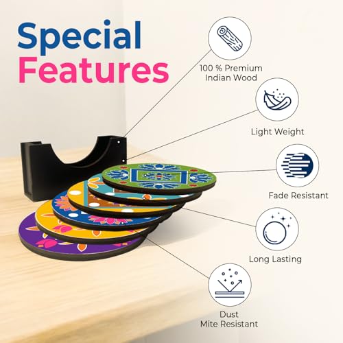 My Creative Hut Tea Coasters Set of 6, Beautiful Design with Stand for Tea Cups, Coffee Mugs, and Glasses, Ideal for Gifting (Manadala) - Image 4