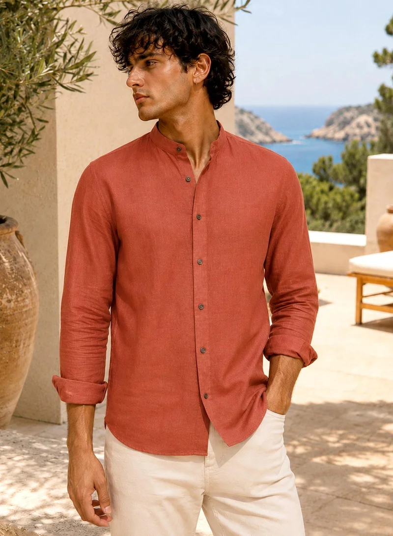 CAHOOT Men's Maroon Plain/Basic Regular Shirt For Casual Wear | Collared Neck | Long Sleeve | Button Closure | Cotton Shirt Crafted With Comfort Fit For Everyday Wear