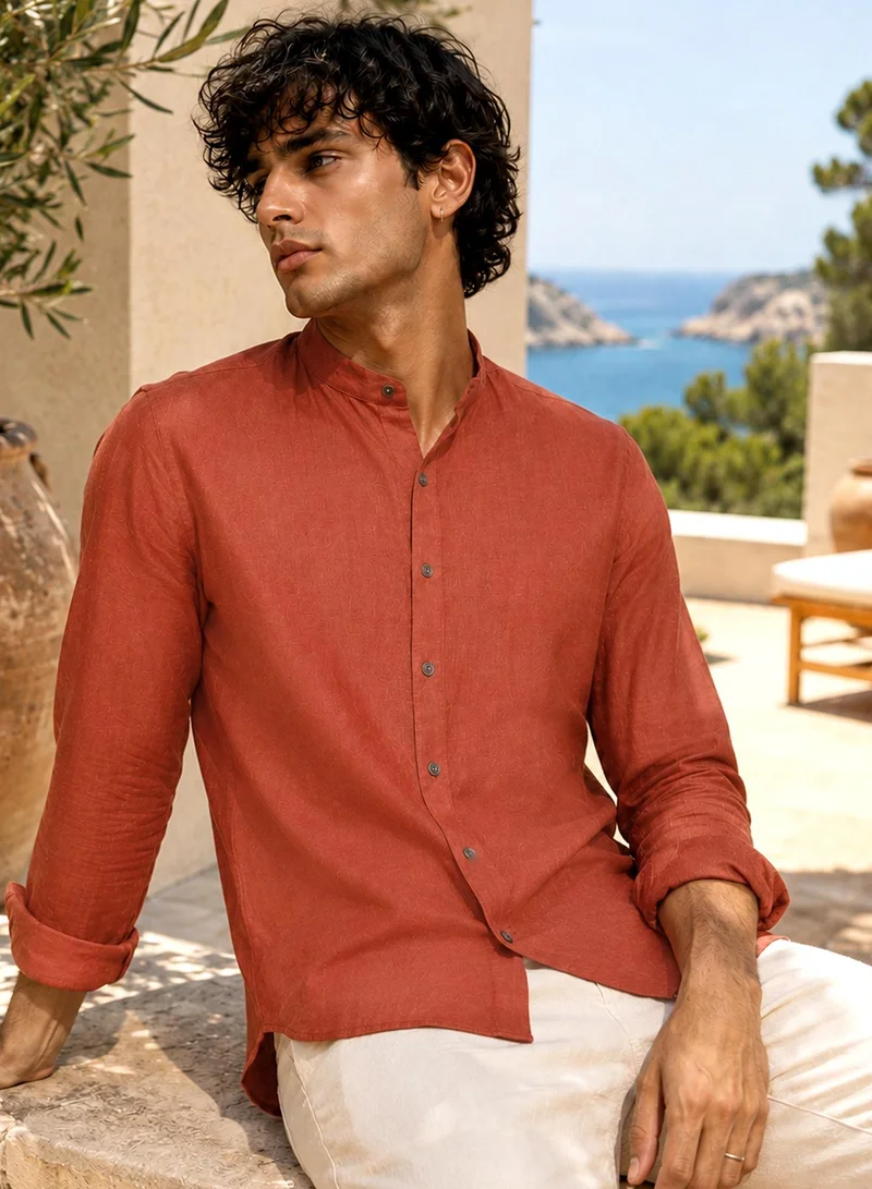 CAHOOT Men's Maroon Plain/Basic Regular Shirt For Casual Wear | Collared Neck | Long Sleeve | Button Closure | Cotton Shirt Crafted With Comfort Fit For Everyday Wear