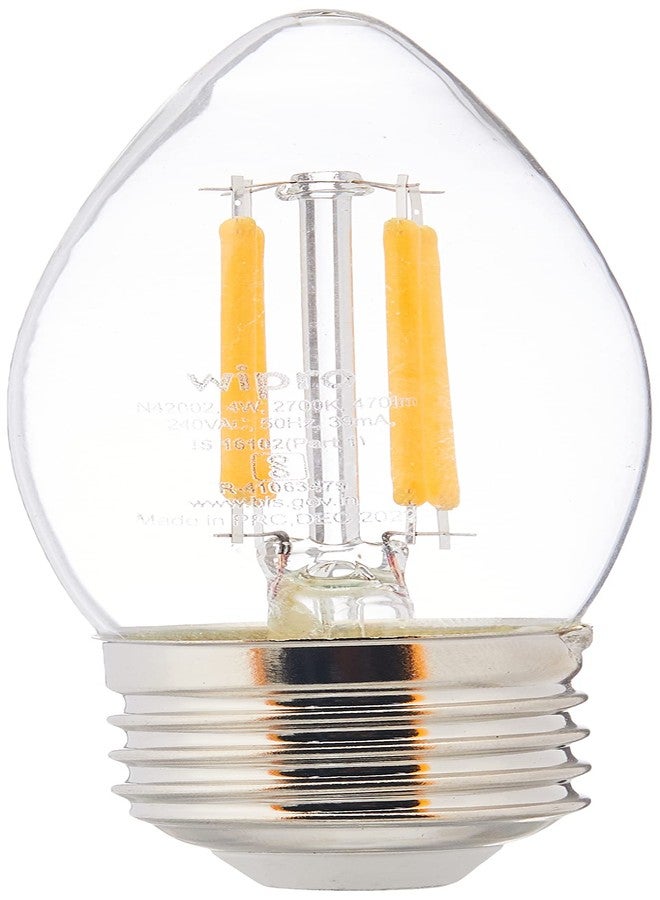 Wipro Garnet 4 W E27 Base Candle Filament Bulb | Warm White (2700K) | Pack of 4 | Clear Optics for Sparkling Effect | LED Filament Bulb for Home, Office, chandellior, Decorative lamp Shade - Image 2