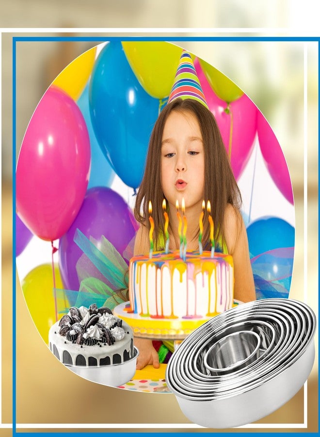 مجموعة نوركوين من 9 قوالب كيك من الفولاذ المقاوم للصدأ، بأحجام 4 و6 و7 و8 و9 و9.5 و10 و11 و12 بوصة، قوالب دائرية متعددة الطبقات مناسبة لصنع كيكات متعددة الطبقات وكيكات أعياد الميلاد، آمنة للاستخدام في غسالة الصحون. - Image 5