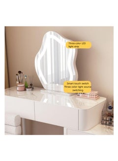 AWD Modern Makeup Vanity Table, Solid Wood Dressing Desk with Lighted Mirror, Side Chest of Drawers and Chair for Bedroom Girls Women's Gift Essential Bedroom Furniture  - Image 2