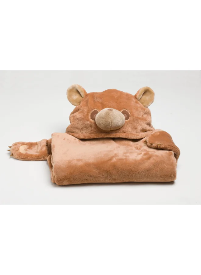 Kanguru Wearable Blanket | Wearable Fleece Blanket for Kids w/ Cape, Hood, Gloves, Soft, Comfy, Warm, Fun, Machine Washable, for Kids Teenagers size 100 x 130cm - Brown Bear