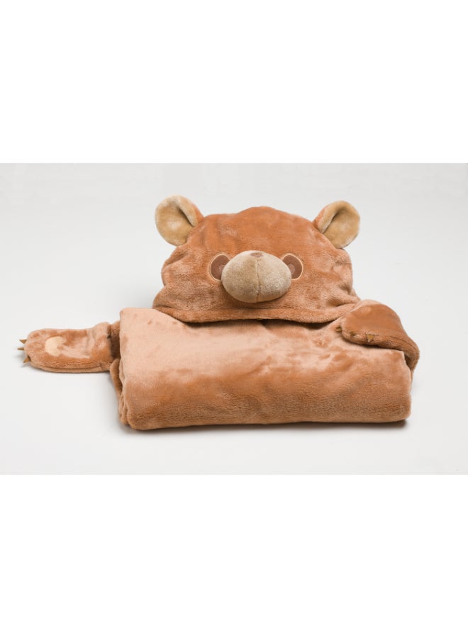 Kanguru Wearable Blanket | Wearable Fleece Blanket for Kids w/ Cape, Hood, Gloves, Soft, Comfy, Warm, Fun, Machine Washable, for Kids Teenagers size 100 x 130cm - Brown Bear  - Image 4
