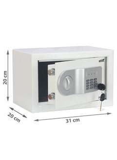 Rubik Safe Box with Digital Pin Code Keypad and Key Lock for Home Office Personal Use RB20AJ-W (20x31x20cm) White  - Image 5