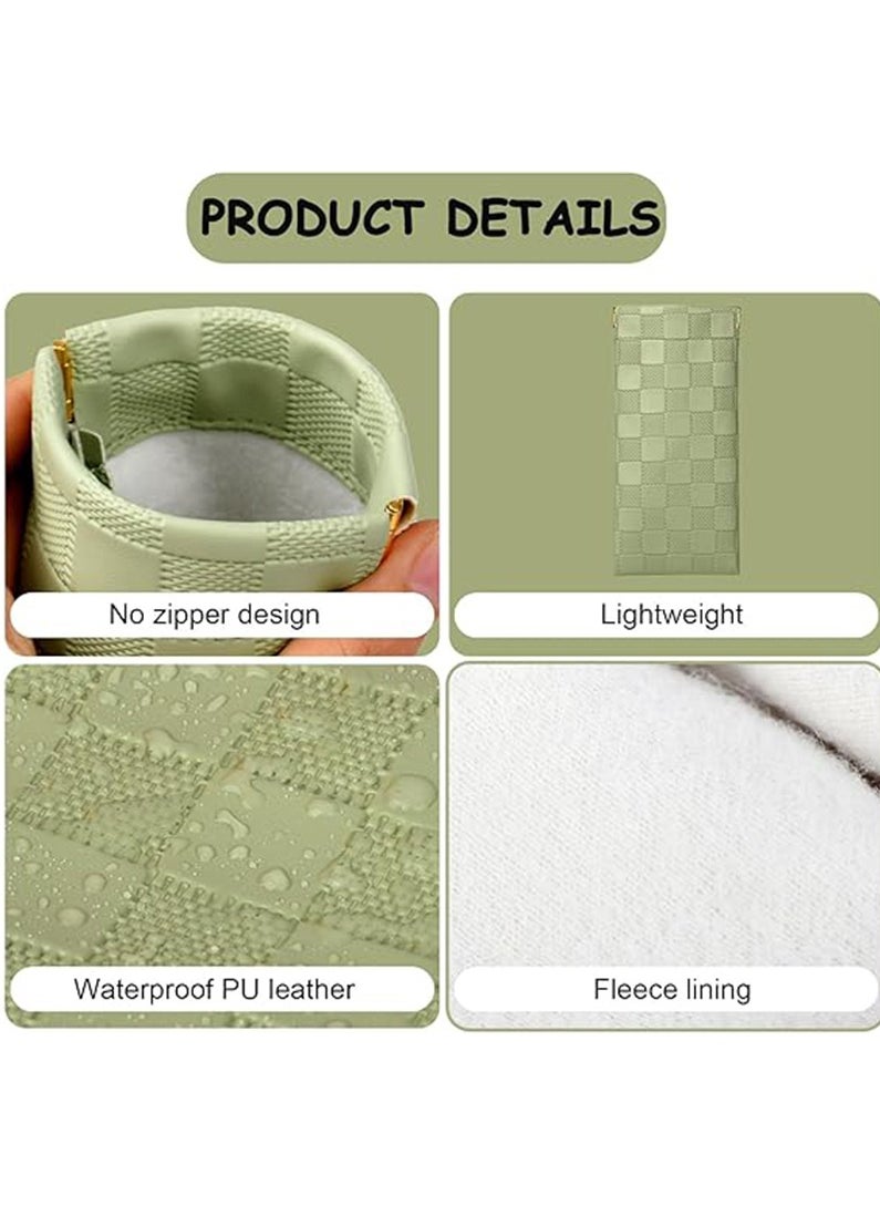 Generic Eyeglasses Bag Sunglasses Case Soft Eyeglass Cases Checkered Eyewear Case Portable Squeeze Top Leather Sun Glasses Organizer Pouch  - Image 3