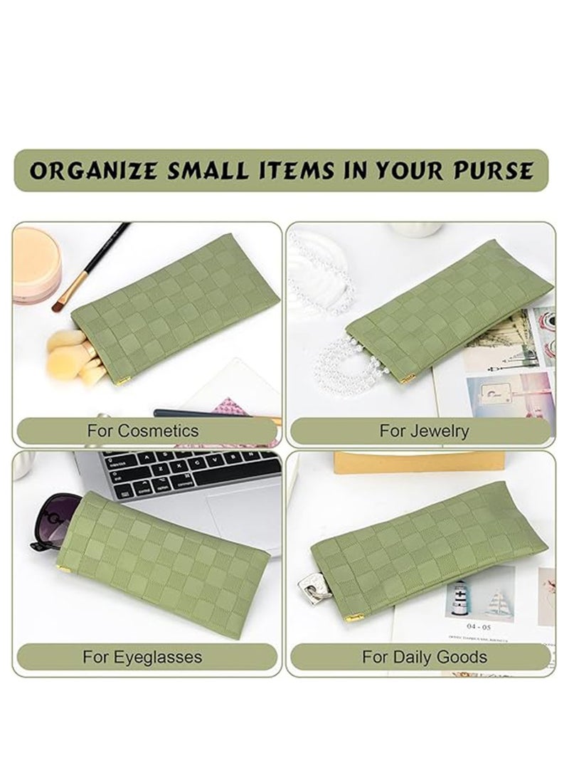 Generic Eyeglasses Bag Sunglasses Case Soft Eyeglass Cases Checkered Eyewear Case Portable Squeeze Top Leather Sun Glasses Organizer Pouch  - Image 4