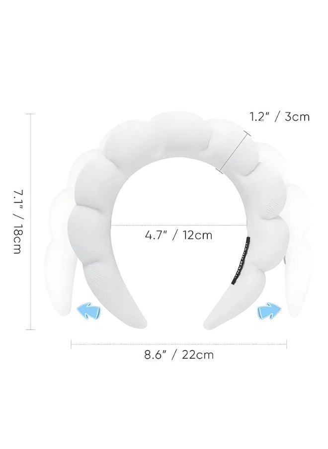 TRENZ Sponge Headband for Makeup Styling, Skin Care and Makeup Removal Headbands 2pcs White and Olive  - Image 4