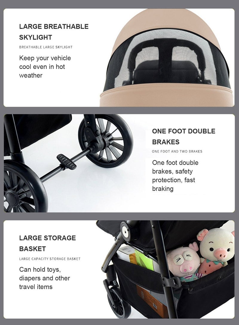 ما بيبي عربة أطفال مدمجة، عربة أطفال مدمجة، نظام سفر خفيف الوزن وسهل الطي، عربة أطفال للسفر مع مسند قدمين قابل للتعديل، يمكن الجلوس والاستلقاء - Image 4