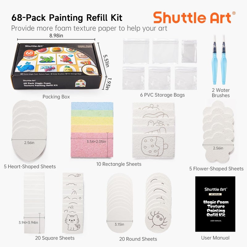 Shuttle Art 68 Pcs Magic 3D Foam Texture Painting Kit, Acrylic Paint Pens Set Including 68Pcs Foam Texture Paper - Image 2
