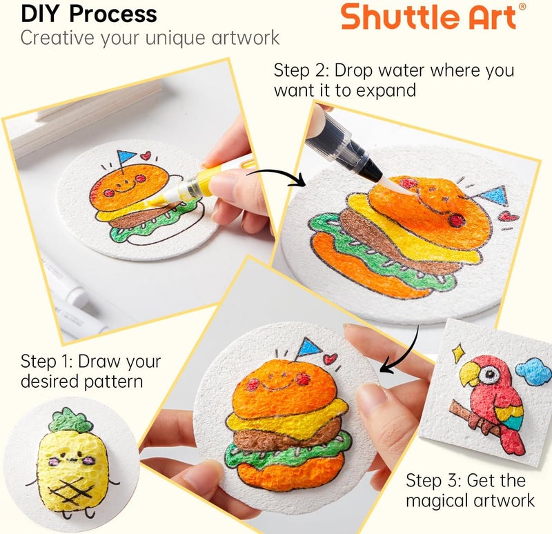 Shuttle Art 68 Pcs Magic 3D Foam Texture Painting Kit, Acrylic Paint Pens Set Including 68Pcs Foam Texture Paper - Image 3