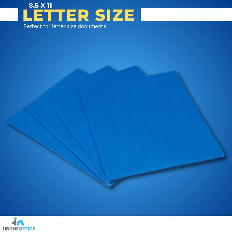 1InTheOffice Blue Folders with Pockets, Letter Size 2-Pocket Embossed Paper Pocket Folder, Light Blue, 8.5x11, (25/Box) - Image 3