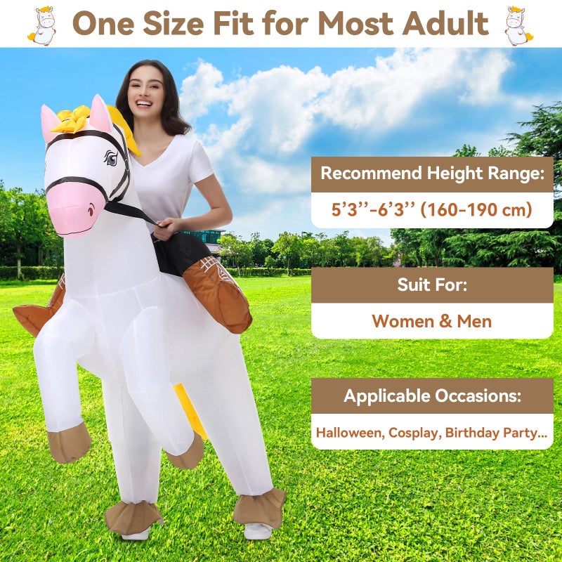 Stegosaurus Inflatable Horse Costume Adult Halloween Blow Up Costumes Ride On White Horse Costume Funny Riding Horse Suit For Men Women Cosplay Kentucky Derby Party - Image 3