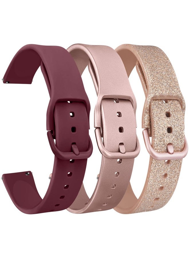 YILED Silicone Watch Bands Quick Release 20mm 22mm, Soft Sport Replacement Watch Strap for Women Men (20mm, Wine Red+Rose Gold+Shine Rose Gold) - Image 1