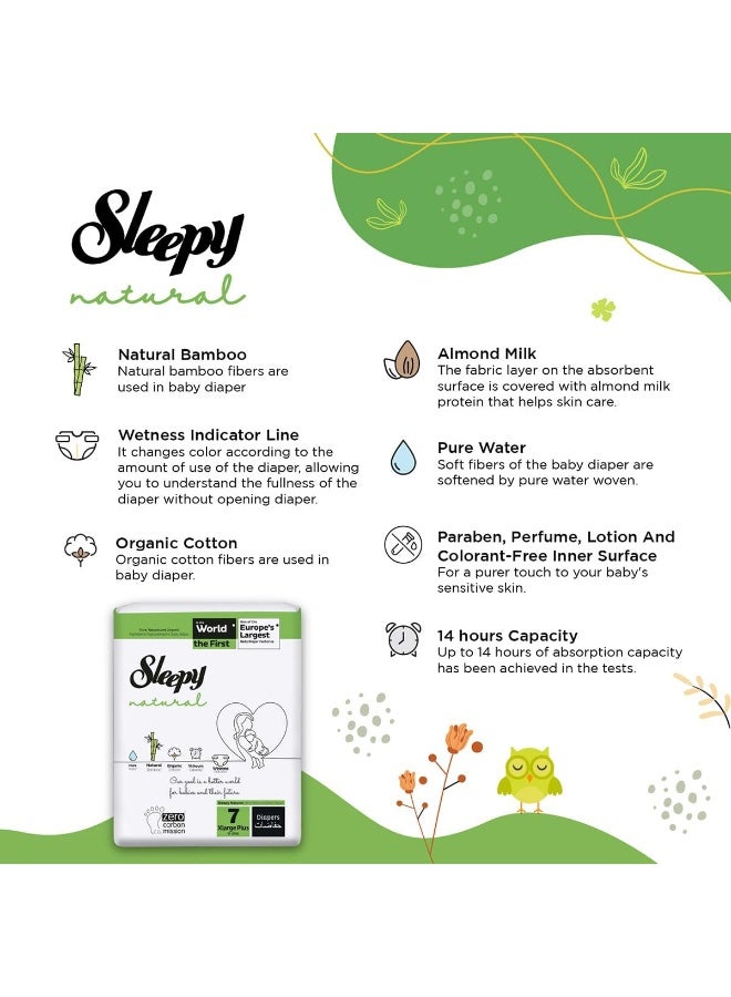Sleepy حفاضات أطفال جافة مضادة للحساسية بحجم طبيعي 7، 20-30 كجم، قطن عضوي، عالية الامتصاص، مستخلص من البامبو، راحة وجفاف قصوى، حماية 100% من التسرب (7، 112، عدد) - Image 4