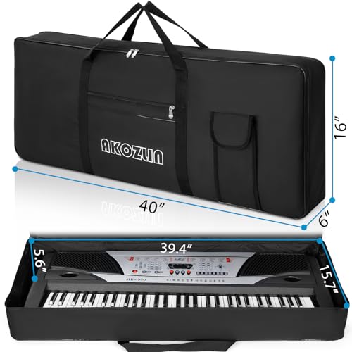 AKOZLIN 61 Keys Portable Padded Keyboard Case,Dimension 40"X6"X16", Electric Piano Keyboard Gig Bag (Black) - Image 2