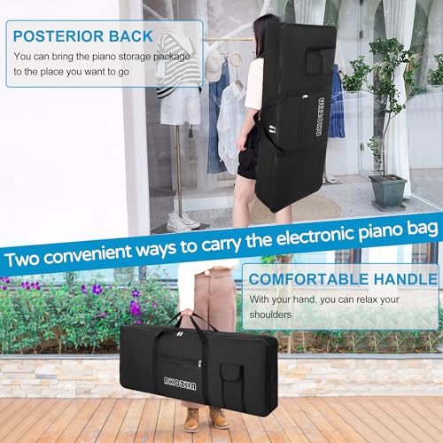 AKOZLIN 61 Keys Portable Padded Keyboard Case,Dimension 40"X6"X16", Electric Piano Keyboard Gig Bag (Black) - Image 5