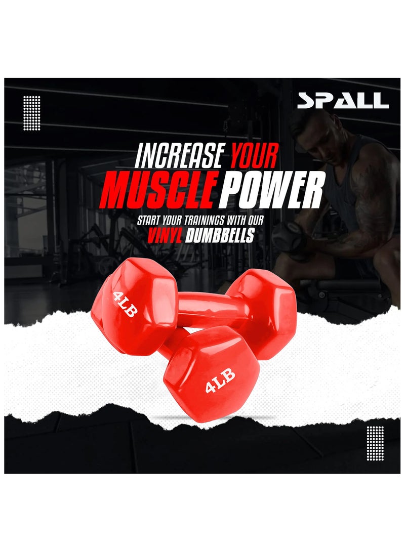 Spall Vinyl Dumbbells Weights For Unisex 4LB Each Ideal For Home Workout Yoga Pilates Gym Exercise Non Slip Easy To Hold Scratch Resistant Best For Home Exercise - Image 4