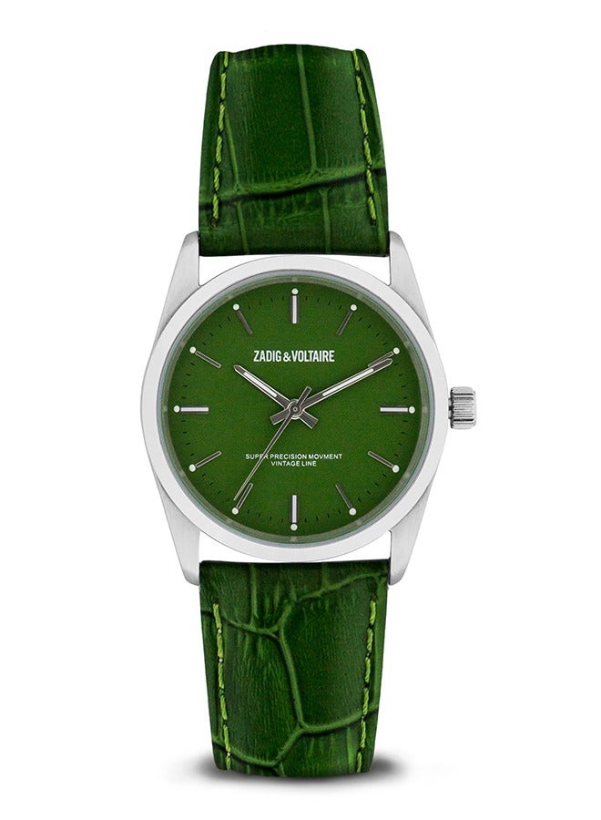 ZADIG & VOLTAIRE Women Zadig & Voltaire Analog Green Crocodile Effect Leather Strap Watch - ZVF233 - Image 1