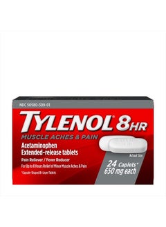 TYLENOL 8 HR Muscle Aches & Pain, Pain Relief from Aches and Pain, 650 mg, 24 ct.  - Image 1