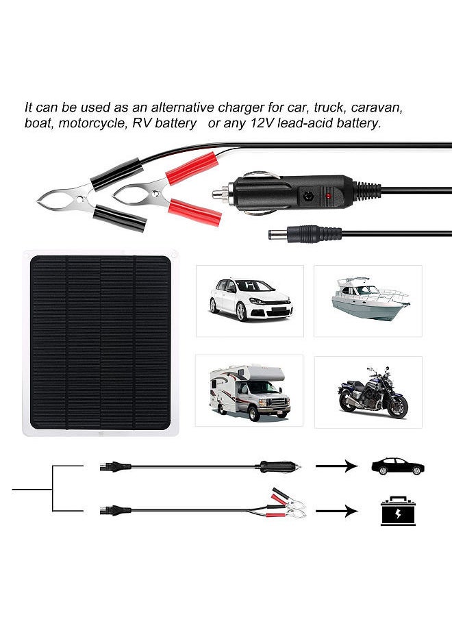 Generic - Upgraded  Solar Battery Trickle Charger Maintainer 12V Portable Waterproof Solar Panel Trickle  Charging Kit for Car Automotive Motorcycle Boat Marine RV Trailer Powersports Snowmobile - Image 1