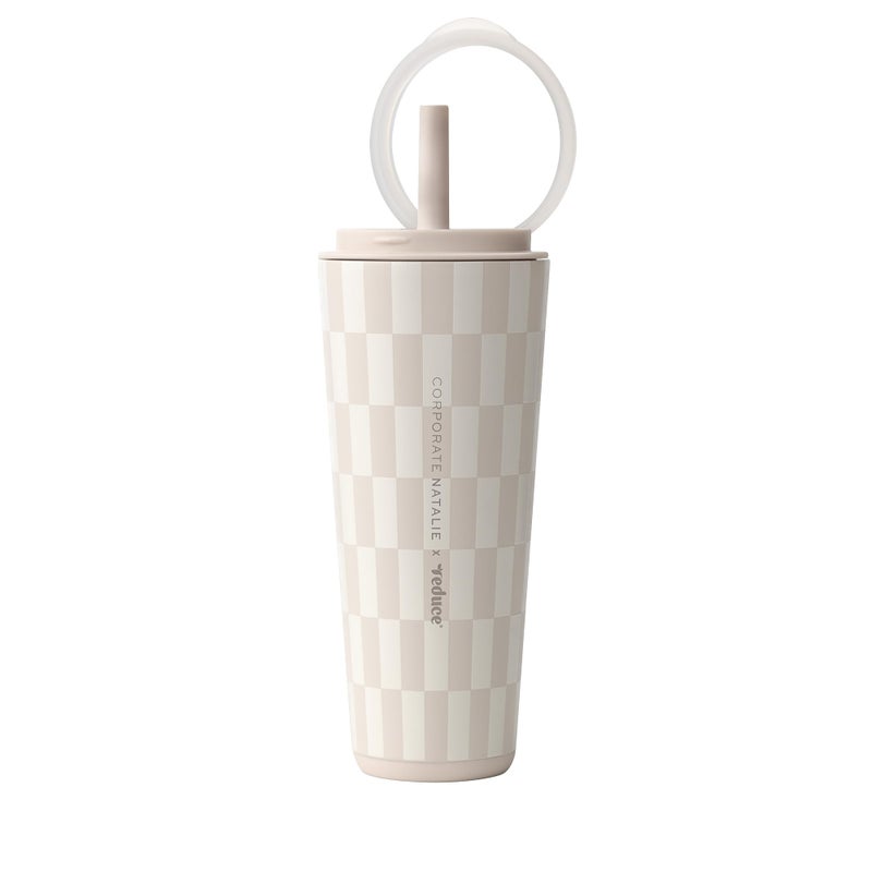 REDUCE Halo 32 oz Stainless Steel Vacuum Insulated Tumbler - Spill Proof Travel Mug with Flip Handle Lid - Keeps Drinks Cold for 32 Hrs - Dishwasher Safe - Cupholder Friendly - Feeling Neutral - Image 1