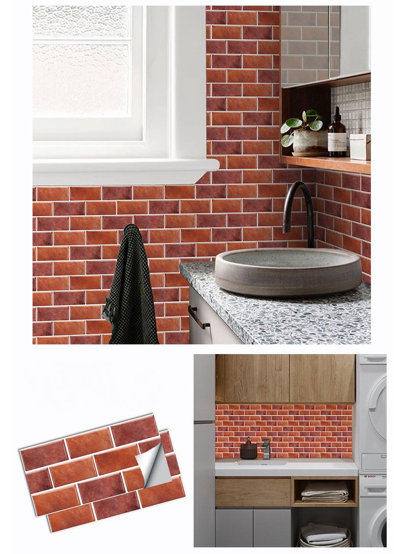 general 6 Pcs Imitation Ceramic Tile Wallpapers PVC Shaped Strip Stickers Kitchen Stickers Waterproof Oil Resistant High Temperature Resistant Self-Adhesive - Image 4