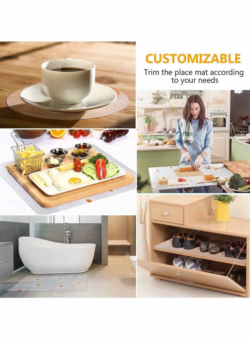 KASTWAVE Shelf Liner Drawer Liner for Kitchen, Non-Adhesive Waterproof Transparent Refrigerator Cabinet Drawer Pantry Shelves Liner - Image 3