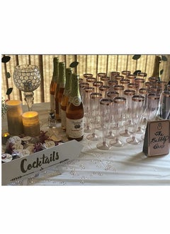 KASTWAVE Plastic Drink Flutes Disposable, Gold Rim Gold Glitter Plastic Drink Flutes Disposable for Parties Clear Plastic Cups, drinks Glasses, Wedding and Shower Party Supplies 12 PCS (Rose Gold)  - Image 5