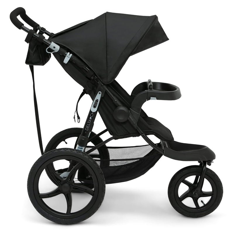 Delta Children Apollo Jogging Stroller  Shock Absorbing Frame with Large Canopy  Recline  Car Seat Compatible Black - Image 3