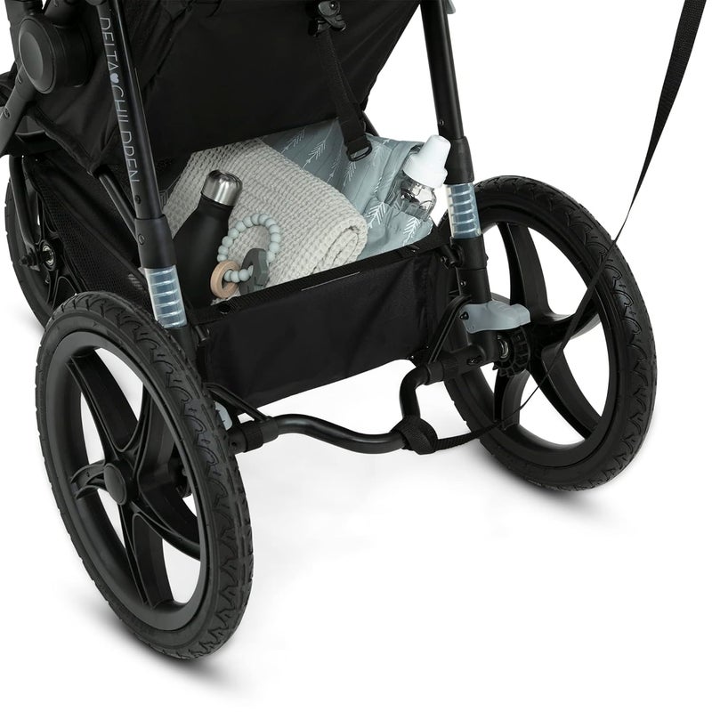 Delta Children Apollo Jogging Stroller  Shock Absorbing Frame with Large Canopy  Recline  Car Seat Compatible Black - Image 5
