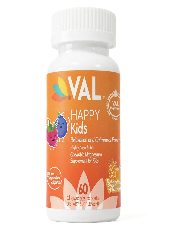 VAL Magnesium for Kids | High-Absorption Magnesium for Calm, Relaxation & Focus | Mg Glycinate, Citrate & Taurate | with Vitamin B6, D & C | Sugar-Free, Non-GMO | 60 Chewable Tablets - Image 1