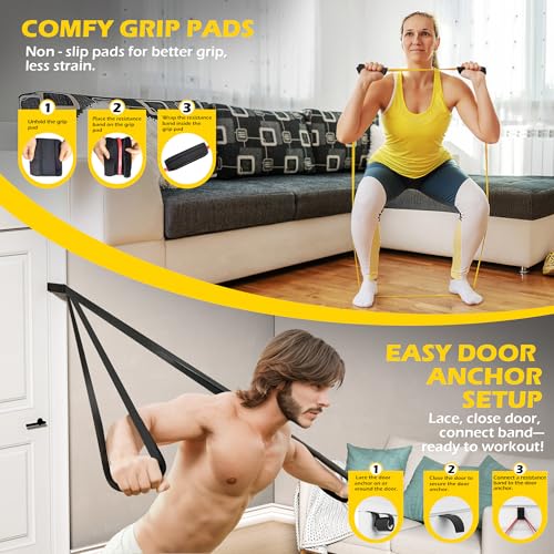 PAPIBLU Pull Up Bands, Resistance Bands Set for Pull-Up Assistance, Exercise Bands with Door Anchor & Grip Pads for Men & Women Working Out, Physical Therapy, Muscle Training - Multicolor - Image 4