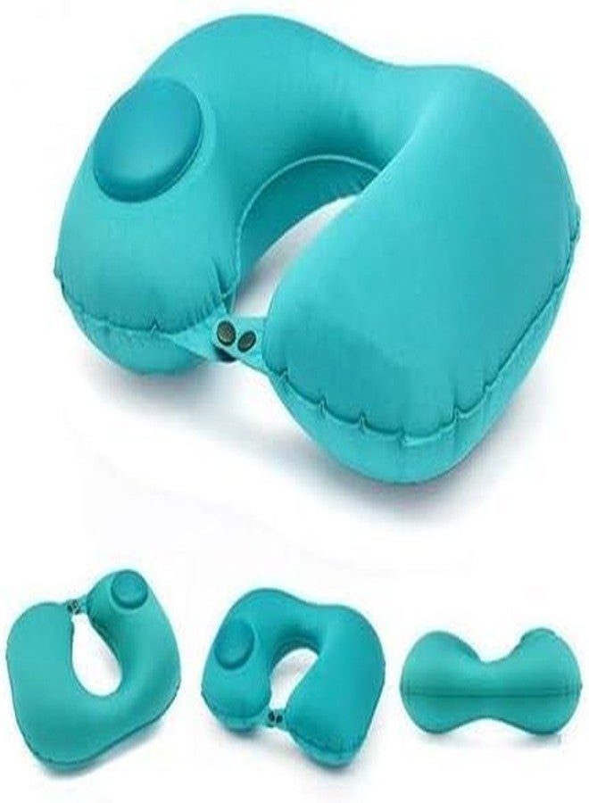 ShipFayda Automatic Push Button Inflatable Type Comfortable Travel Backpack Pillow U-Shaped Air Pillow for Outdoor Travelling and Picnic Neck Pillow Velvet Neck Pillow Finger (Pack of 1) - Image 1
